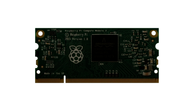 Front view of a Raspberry Pi Compute Module 3