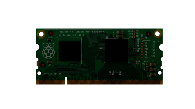 Front view of a Raspberry Pi Compute Module