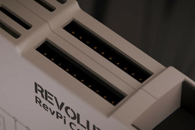 Close-up of the PiBridge connections of the RevPi Core
