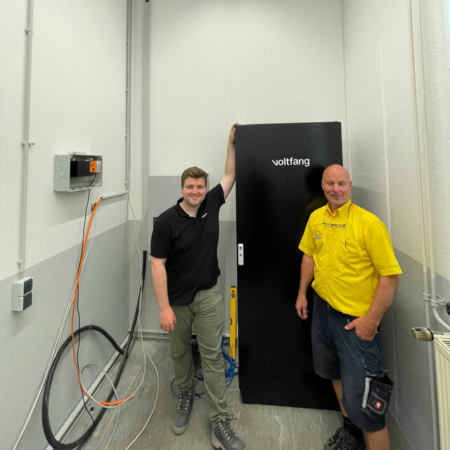 Illustration of a Voltfang commercial energy storage system