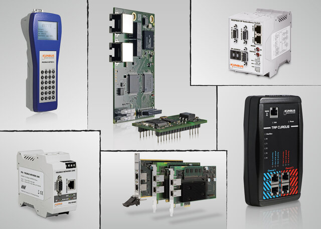 A selection of industrial communication products from KUNBUS's early company history.