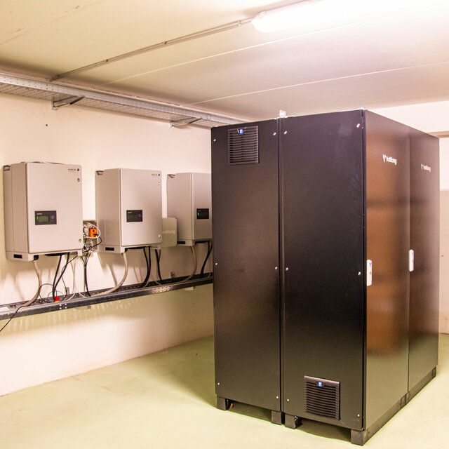 Illustration of a Voltfang commercial energy storage system