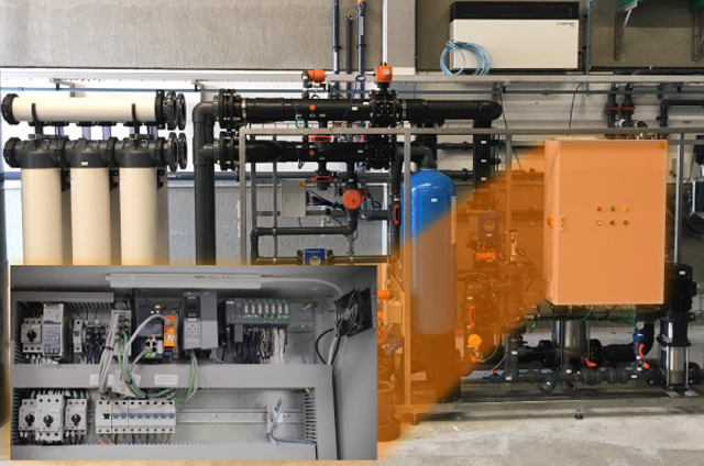 Image of the RevPi in the control cabinet of the industrial process water treatment system